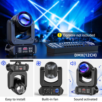 U'King 150W Beam Moving Head Light Rotating 18 Prisms 14 Gobos LED Rainbow Effect Zoom Stage Light DMX512 for DJ Disco Wedding