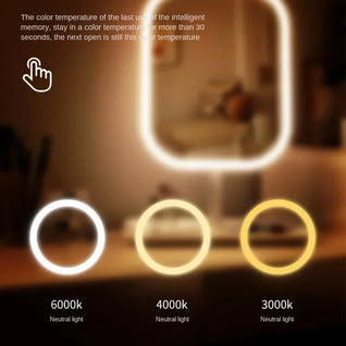 LED Vanity Makeup Mirror – Touch Control, 3-Color Lighting