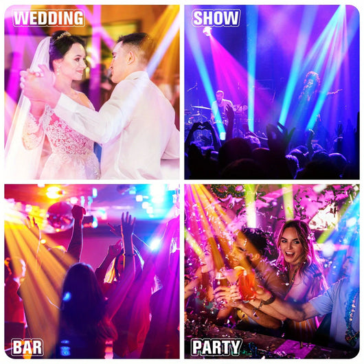 U'King 150W Beam Moving Head Light Rotating 18 Prisms 14 Gobos LED Rainbow Effect Zoom Stage Light DMX512 for DJ Disco Wedding