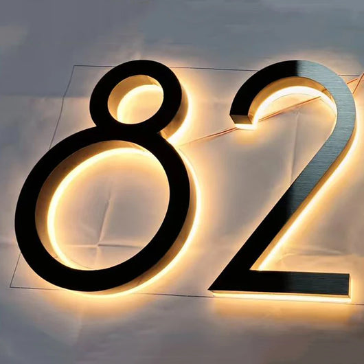 Custom LED House Number Light – 3D Stainless Steel Waterproof Sign