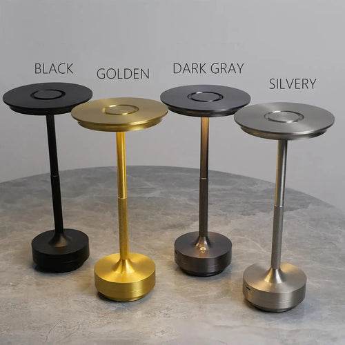 Rechargeable LED Table Lamp – Touch Dimmable USB Desk Light (Black, Gold, Silver)