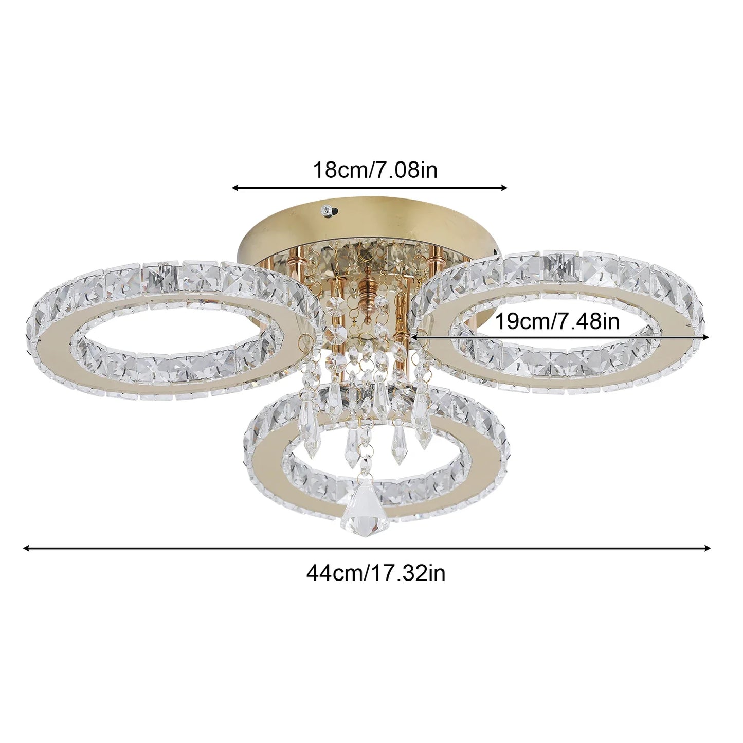 Luxury Crystal LED Ceiling Light with Adjustable Warm and Cool Illumination