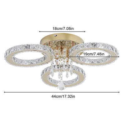 Luxury Gold Crystal LED Ceiling Light – Warm & Cool Adjustable Illumination