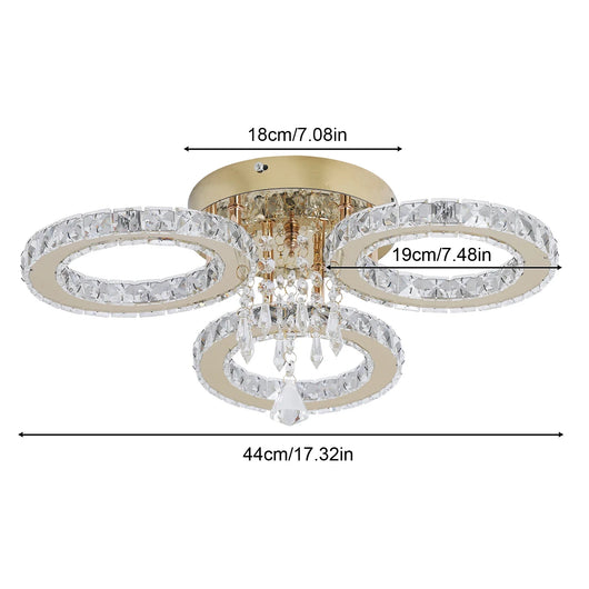 Luxury Gold Crystal LED Ceiling Light – Warm & Cool Adjustable Illumination
