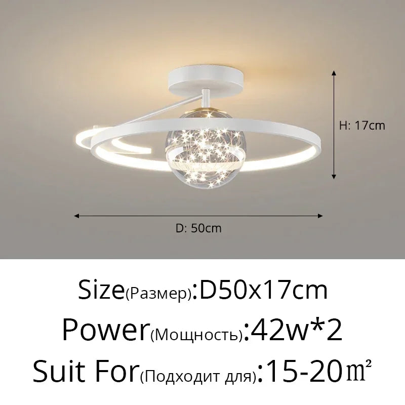 Nordic Luxury Starry LED Ceiling Lamp Is Used For the Bedroom, Living Room, and Kitchen. Golden White Black Remote Control Home Decoration