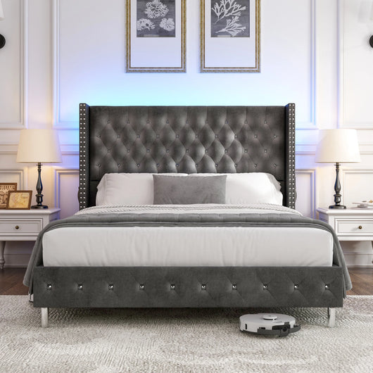 Queen Size Upholstered Platform Bed