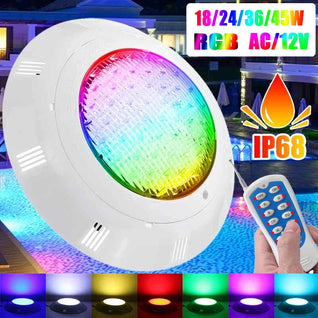 IP68 RGB LED Pool Light – 18W–45W Underwater Swimming Pool Lamp with Remote