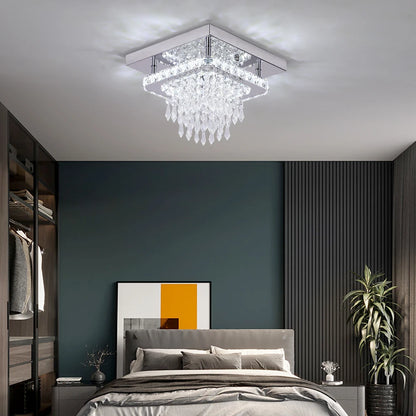Crystal Flush Mount LED Ceiling Light – Modern Round Chandelier Fixture