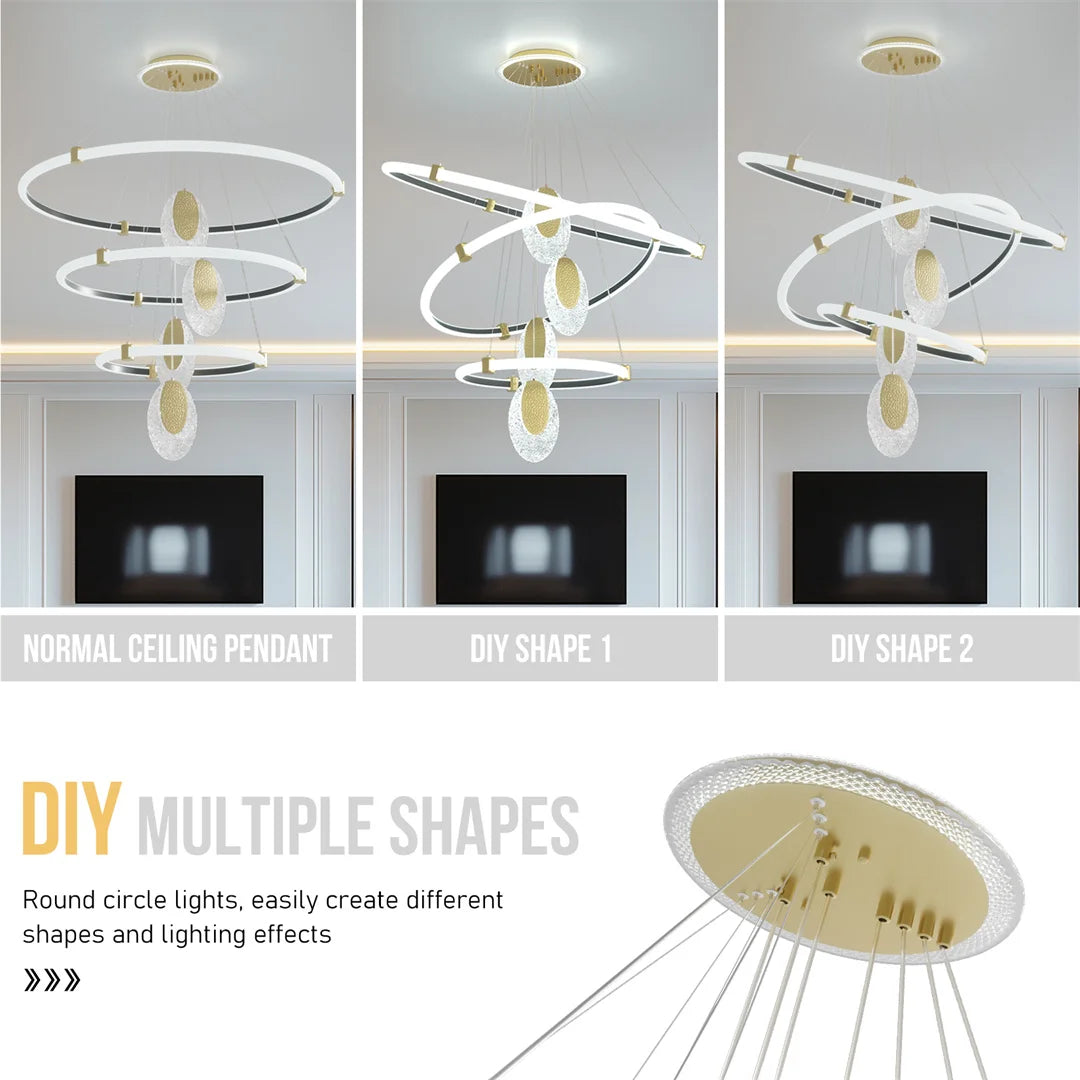 A modern 3-layer LED ceiling light offering adjustable color temperatures, energy-efficient illumination, and a sleek semi-flush design for any contemporary room