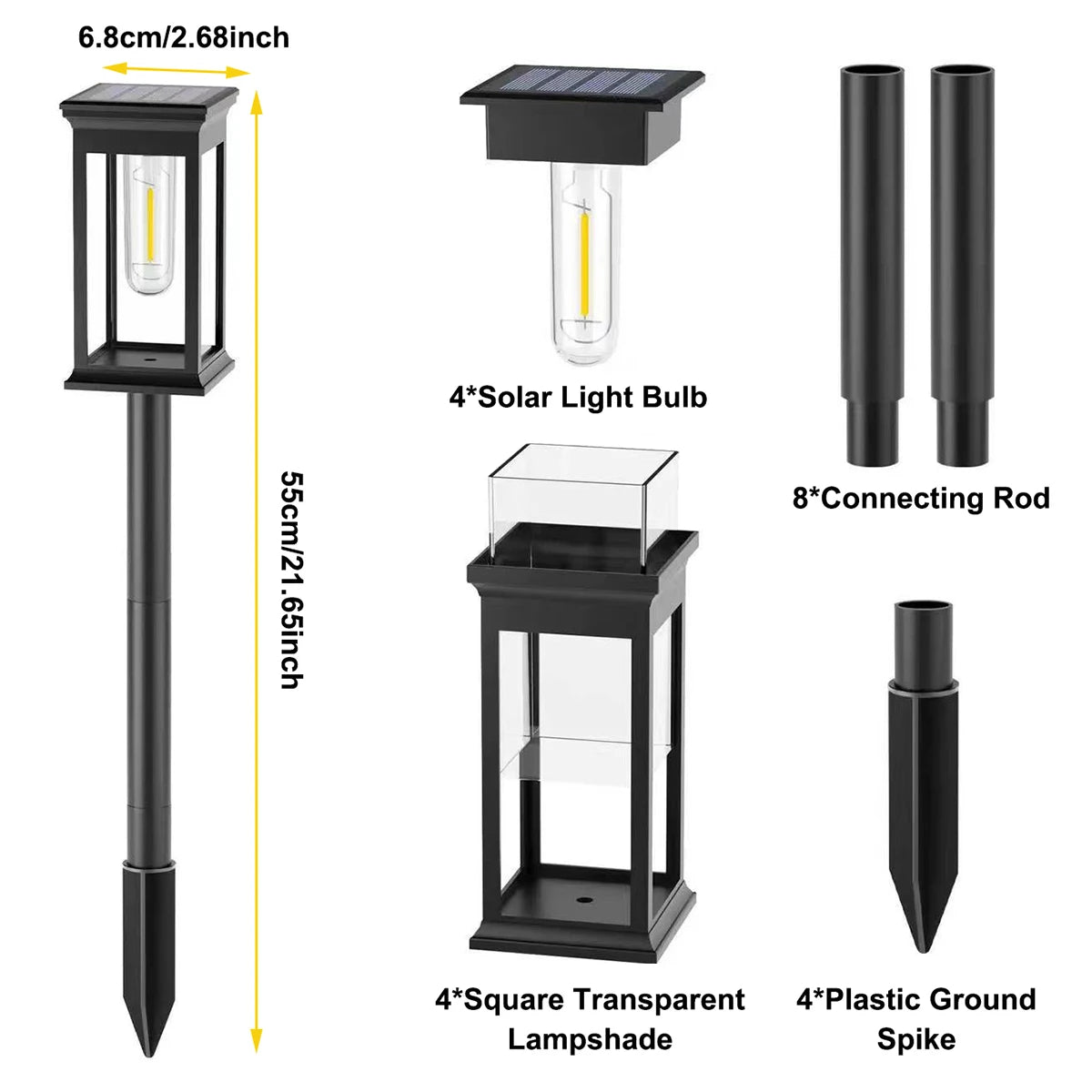 Outdoor Solar Path Lights, Waterproof Garden Lighting for Patio, Lawn, Walkways, Driveways, Warm Landscape Lights