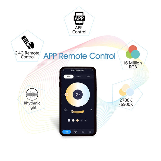 Smart RGB LED Ceiling Light with App & Voice Control (WiFi + Bluetooth)