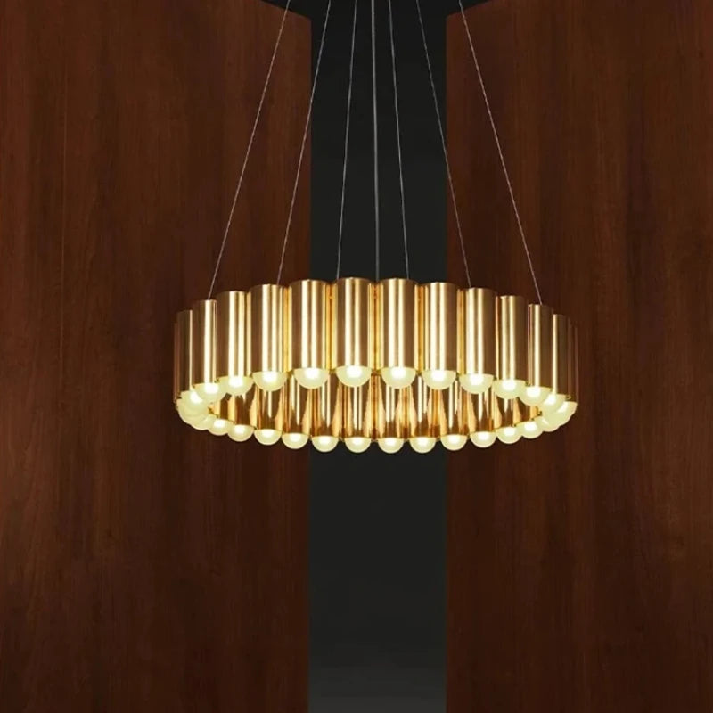 Art Deco Round LED Pendant Light with Minimalist Modern Design
