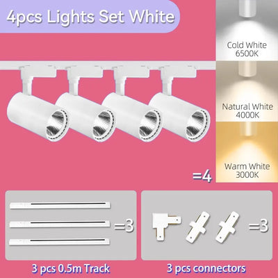 LED COB Track Light Set – Adjustable Spotlight Rail System