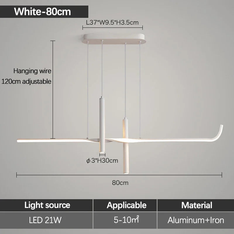 Modern Linear LED Chandelier with Adjustable Spotlights