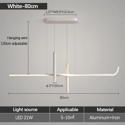 Modern Linear LED Chandelier with Adjustable Spotlights