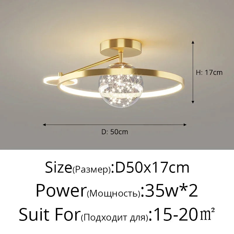 Nordic Luxury Starry LED Ceiling Lamp Is Used For the Bedroom, Living Room, and Kitchen. Golden White Black Remote Control Home Decoration