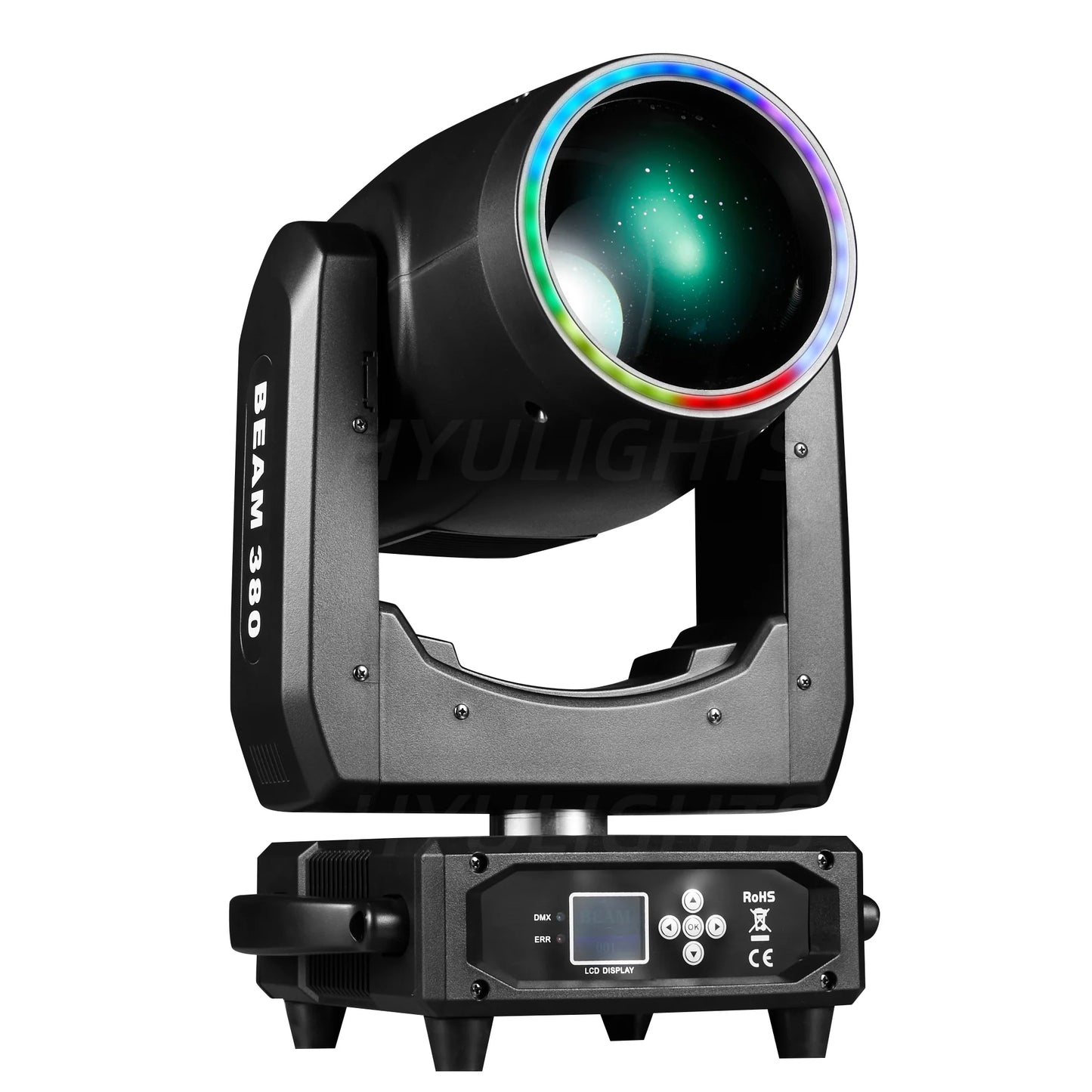 380W 20R Moving Head Beam Light – DMX512 Stage Lighting with Dual Prism, 14 Gobos & RGB Halo Effects