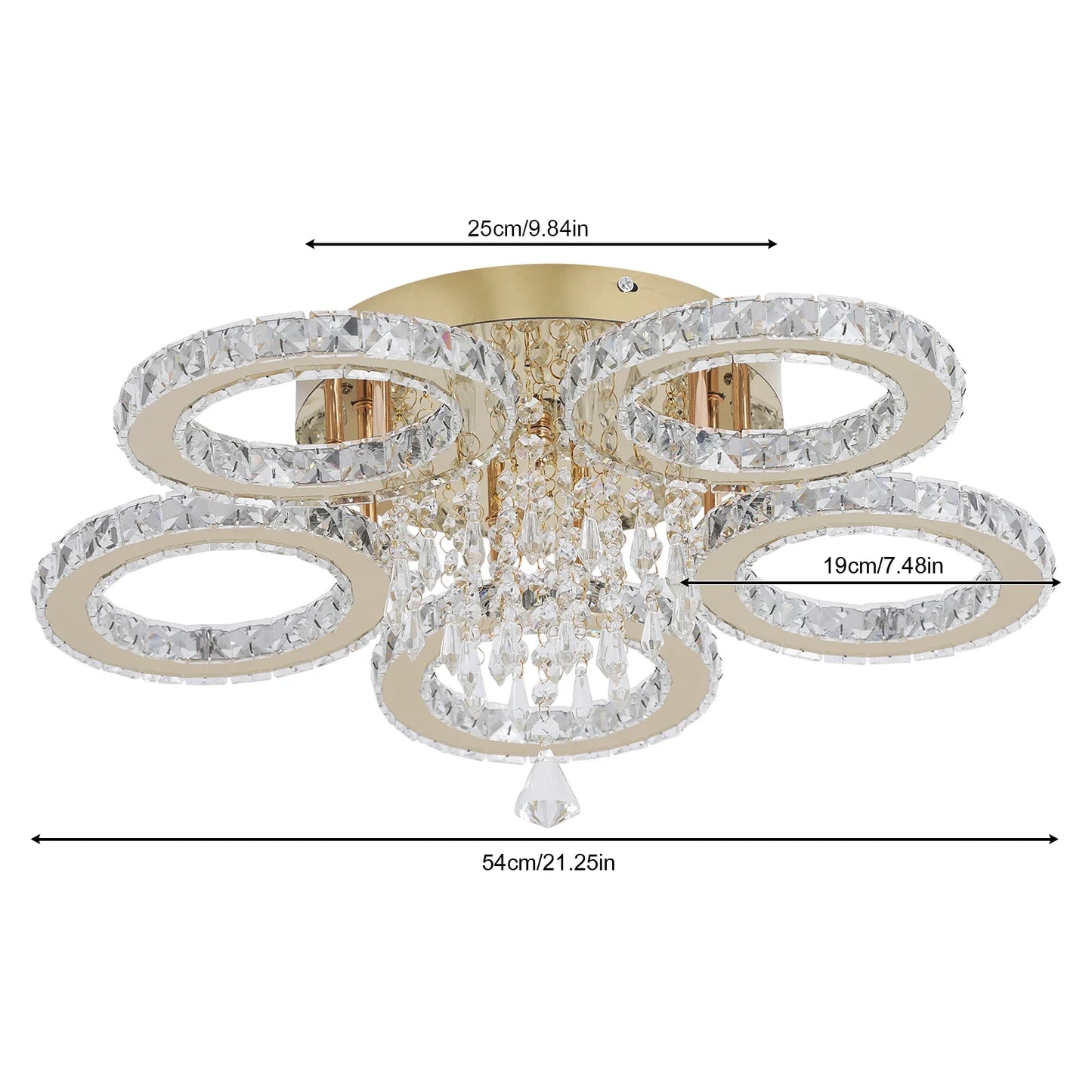 Luxury Crystal LED Ceiling Light with Adjustable Warm and Cool Illumination