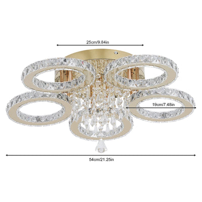 Luxury Gold Crystal LED Ceiling Light – Warm & Cool Adjustable Illumination