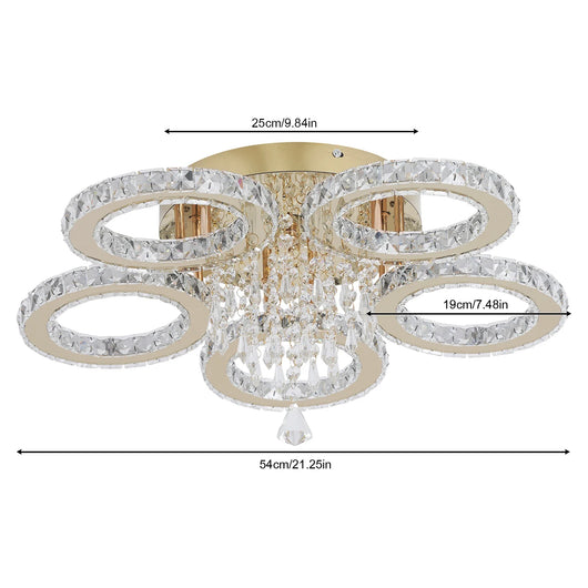 Luxury Gold Crystal LED Ceiling Light – Warm & Cool Adjustable Illumination