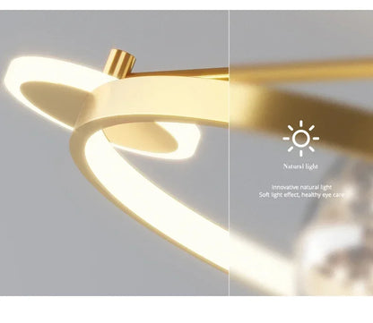 Nordic Luxury Starry LED Ceiling Lamp Is Used For the Bedroom, Living Room, and Kitchen. Golden White Black Remote Control Home Decoration