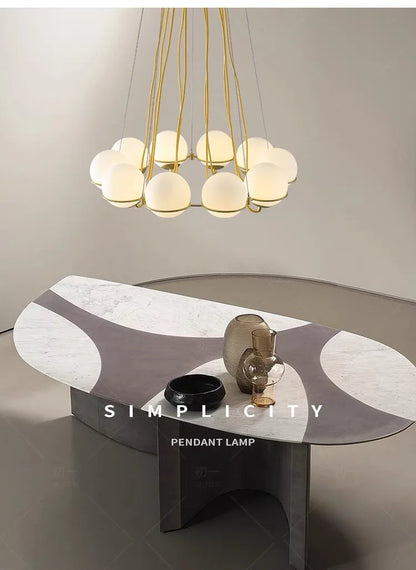 Modern Glass Ball Chandelier with Hand-Blown Spheres and LED Illumination