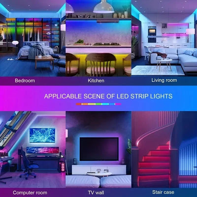 200FT Bluetooth RGB LED Strip Lights with APP & 24-Key Remote Control