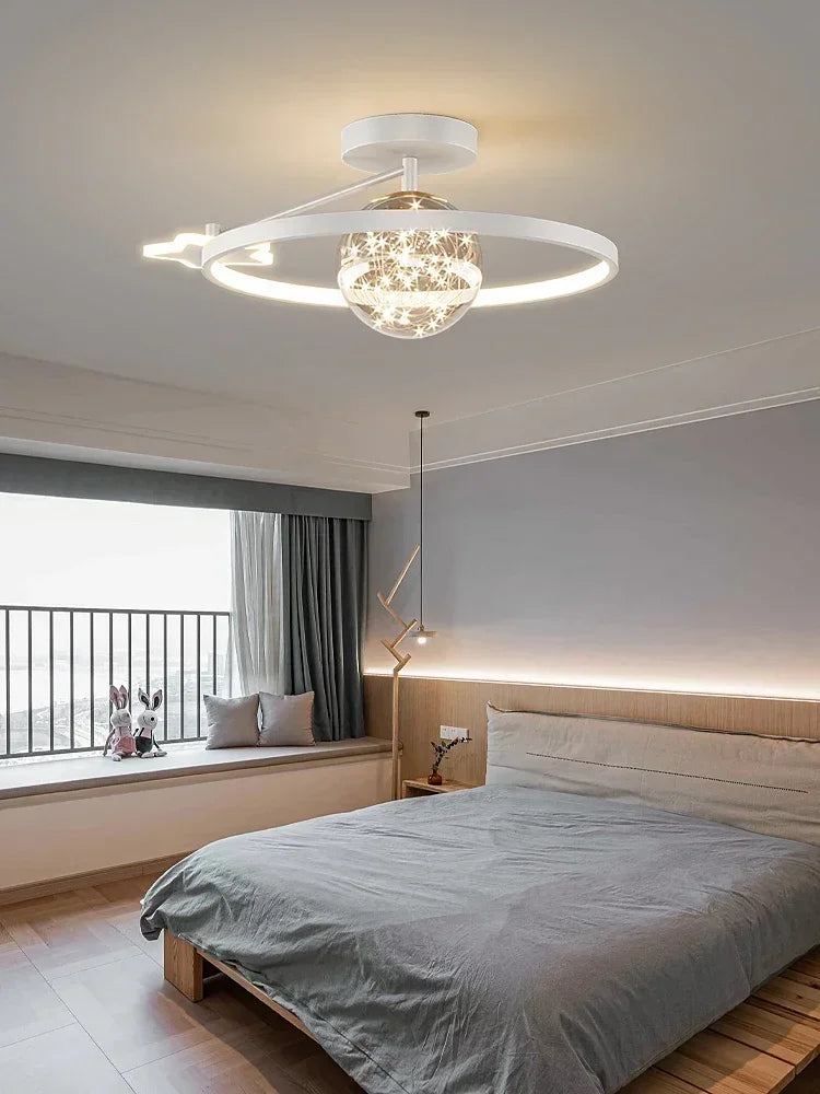 Nordic Luxury Starry LED Ceiling Lamp Is Used For the Bedroom, Living Room, and Kitchen. Golden White Black Remote Control Home Decoration