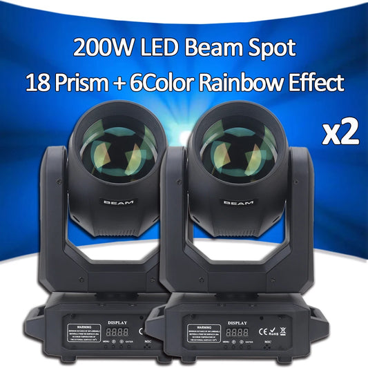 2PCS 200W LED Moving Head Beam & Spot Stage Lights