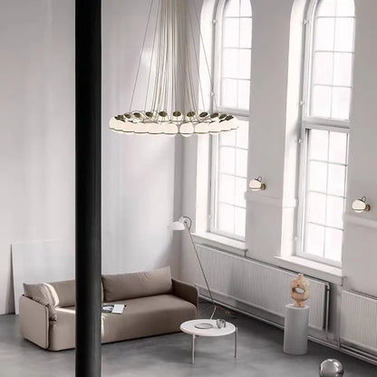 Simple White Glass Ball Chandelier