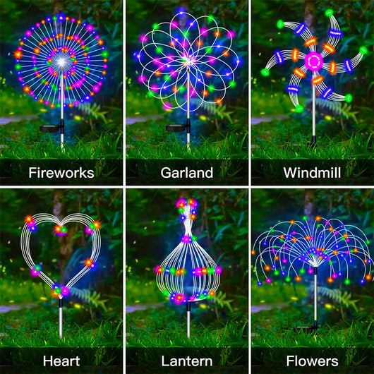 Solar Firework LED Garden Lights Waterproof Outdoor Pathway Yard Decorative Fairy Lights