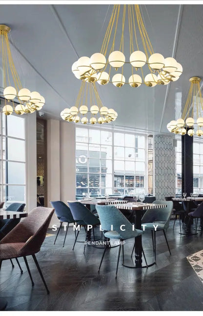 Modern Glass Ball Chandelier with Hand-Blown Spheres and LED Illumination