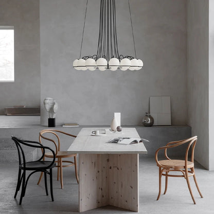 Simple White Glass Ball Chandelier