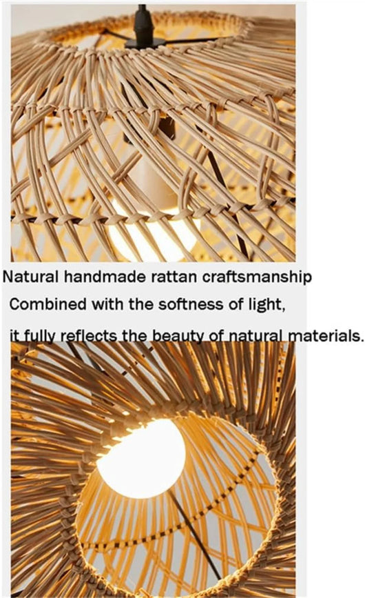 40cm Handcrafted Rattan Pendant Light – Natural Wicker Ceiling Lamp
