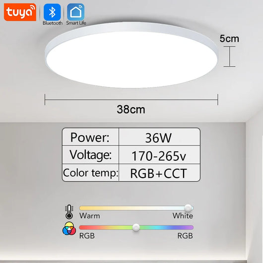 Smart RGB LED Ceiling Light with App & Voice Control (WiFi + Bluetooth)