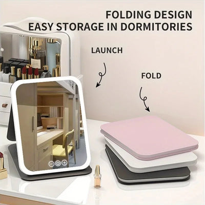 LED Makeup Mirror with 3-Color Lighting &amp; Dimmable Touch Screen