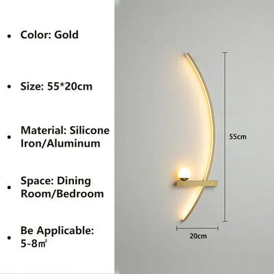Modern LED Wall Lamp Stripes Wall Sconce for Bedroom Bedside Living Room Study Stairs Home Decor Indoor Lighting Fixture Luster