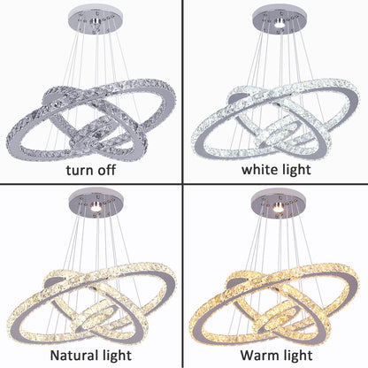 Luxury Three-Ring Crystal LED Kitchen Light with Adjustable Color Modes