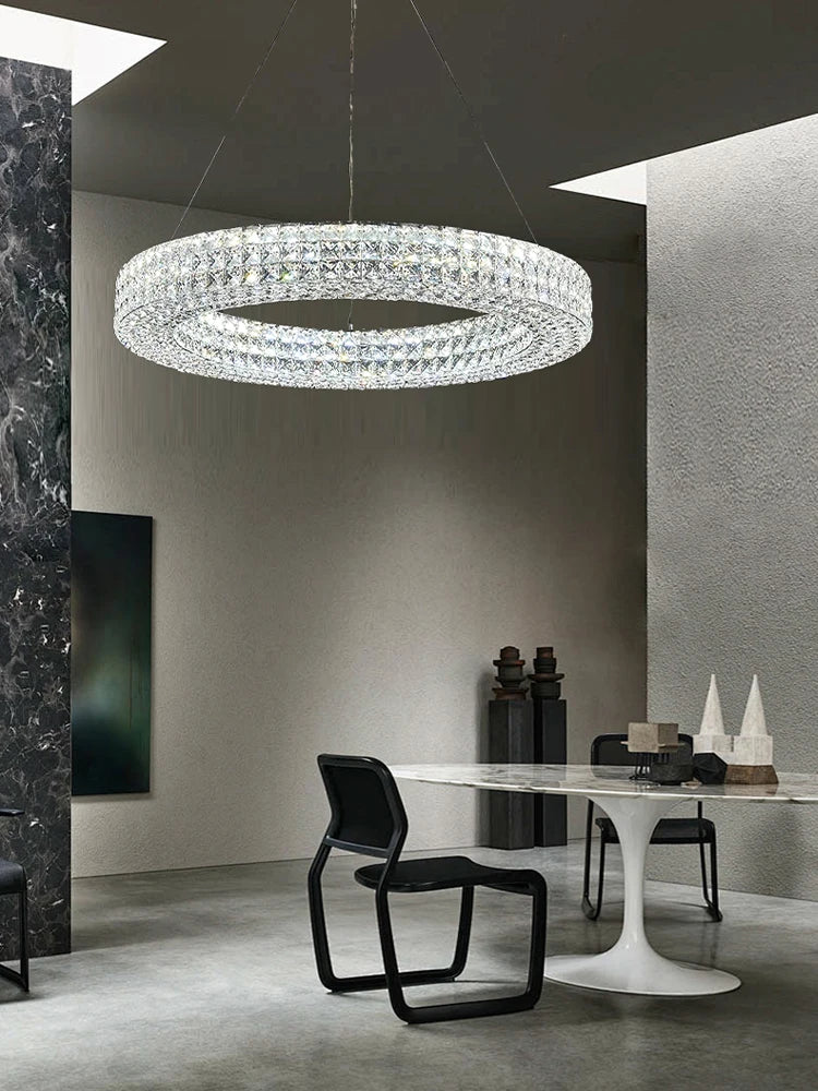 Luxury Round Crystal LED Ceiling Lights with Stainless Steel Design