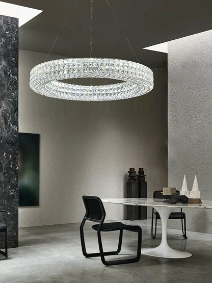 Luxury Round Crystal LED Ceiling Lights with Stainless Steel Design