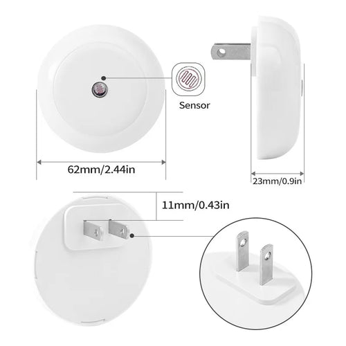 LED Plug-In Night Light with Dusk to Dawn Sensor – Auto Dimming Wall Lamp