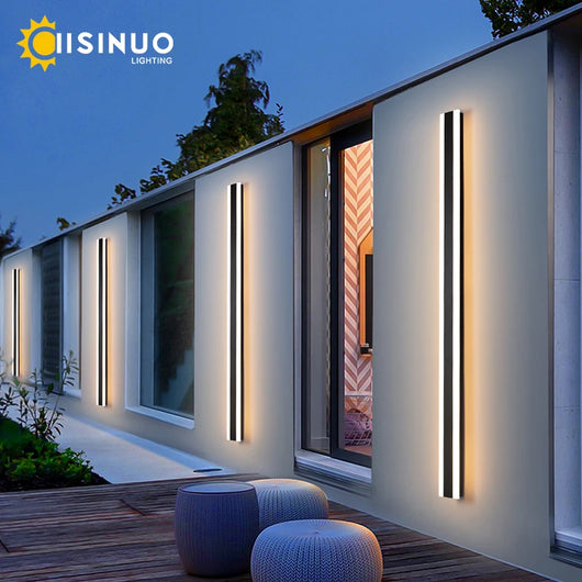 Modern Waterproof Outdoor Long Strip LED Wall Lamp IP65 Aluminum Wall Light Garden Porch Sconce Light 110V 220V Sconce Luminaire