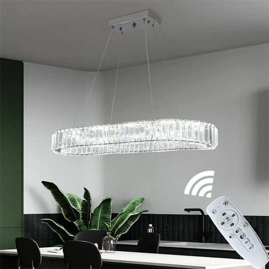 Modern Crystal Rings LED Chandelier Indoor Luxury Ceiling Lamp Dimming &amp; Remote Control Pendant Lighting Chrome Lustre Fixtures