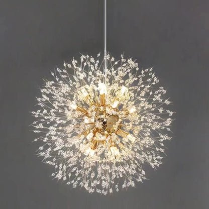 Modern Crystal Fireball LED Pendant Light with Geometric Star Design