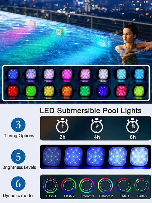 Rechargeable RGB LED Underwater Pool Light – IP68 Waterproof with Long-Range Remote
