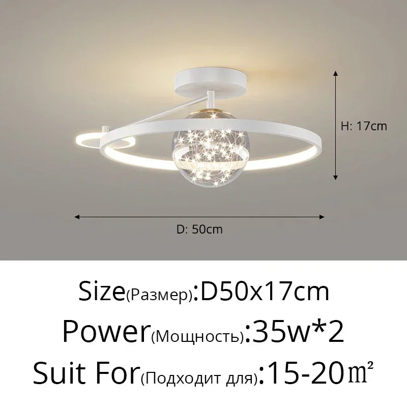 Nordic Luxury Starry LED Ceiling Lamp Is Used For the Bedroom, Living Room, and Kitchen. Golden White Black Remote Control Home Decoration