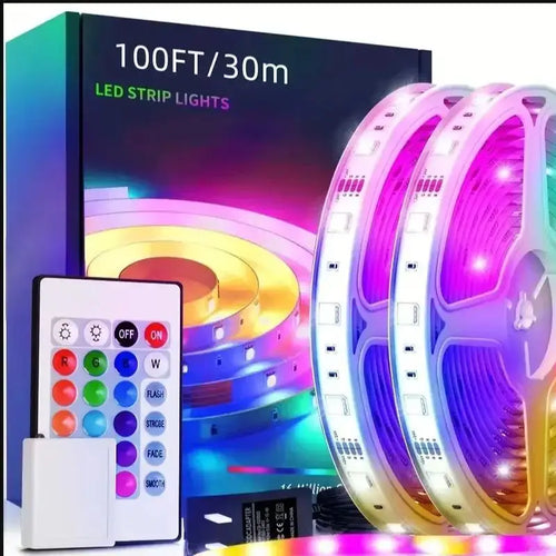200FT Bluetooth RGB LED Strip Lights with APP & 24-Key Remote Control