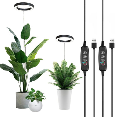 Full Spectrum LED Plant Grow Light – Adjustable Ring with Auto Timer