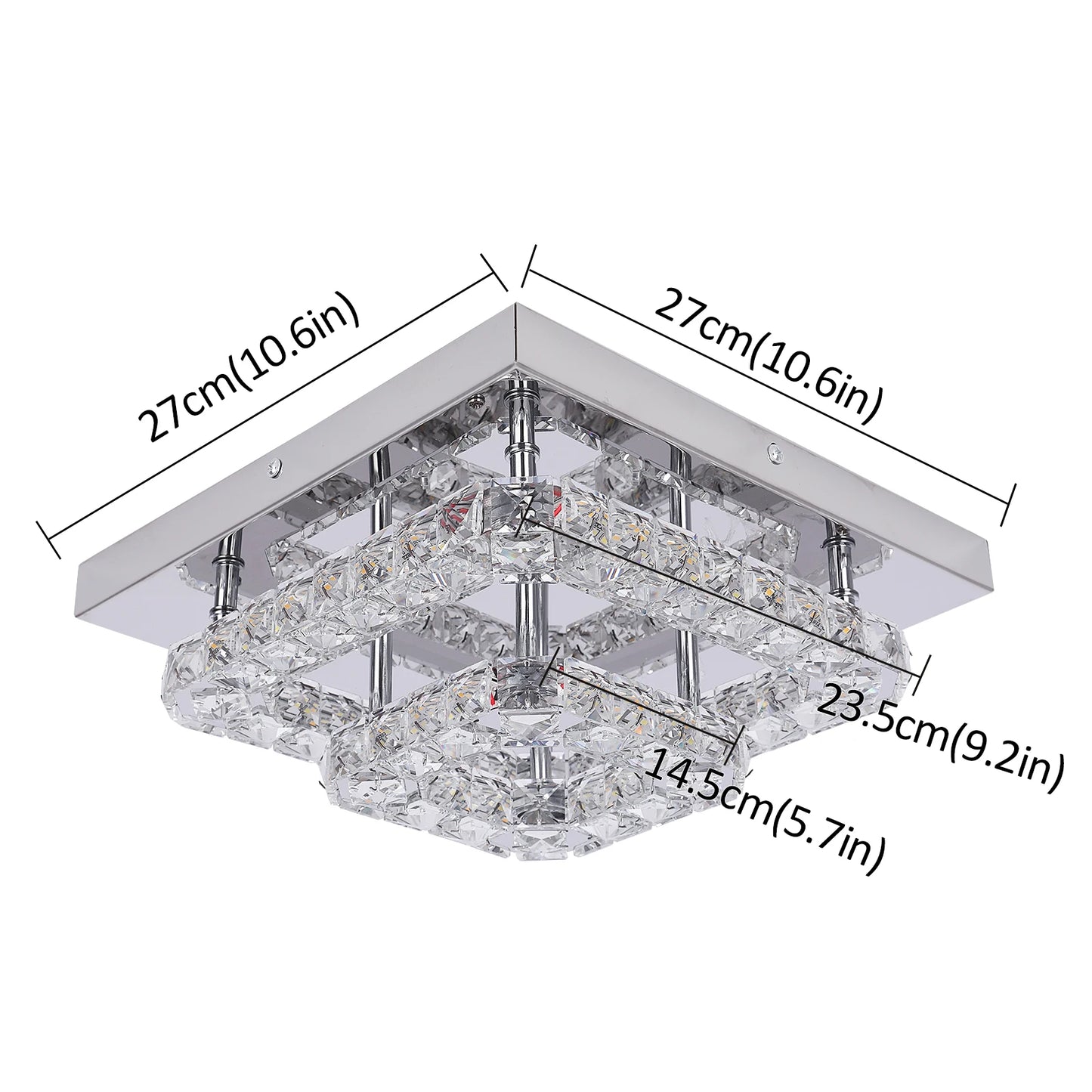 Crystal Flush Mount LED Ceiling Light – Modern Round Chandelier Fixture