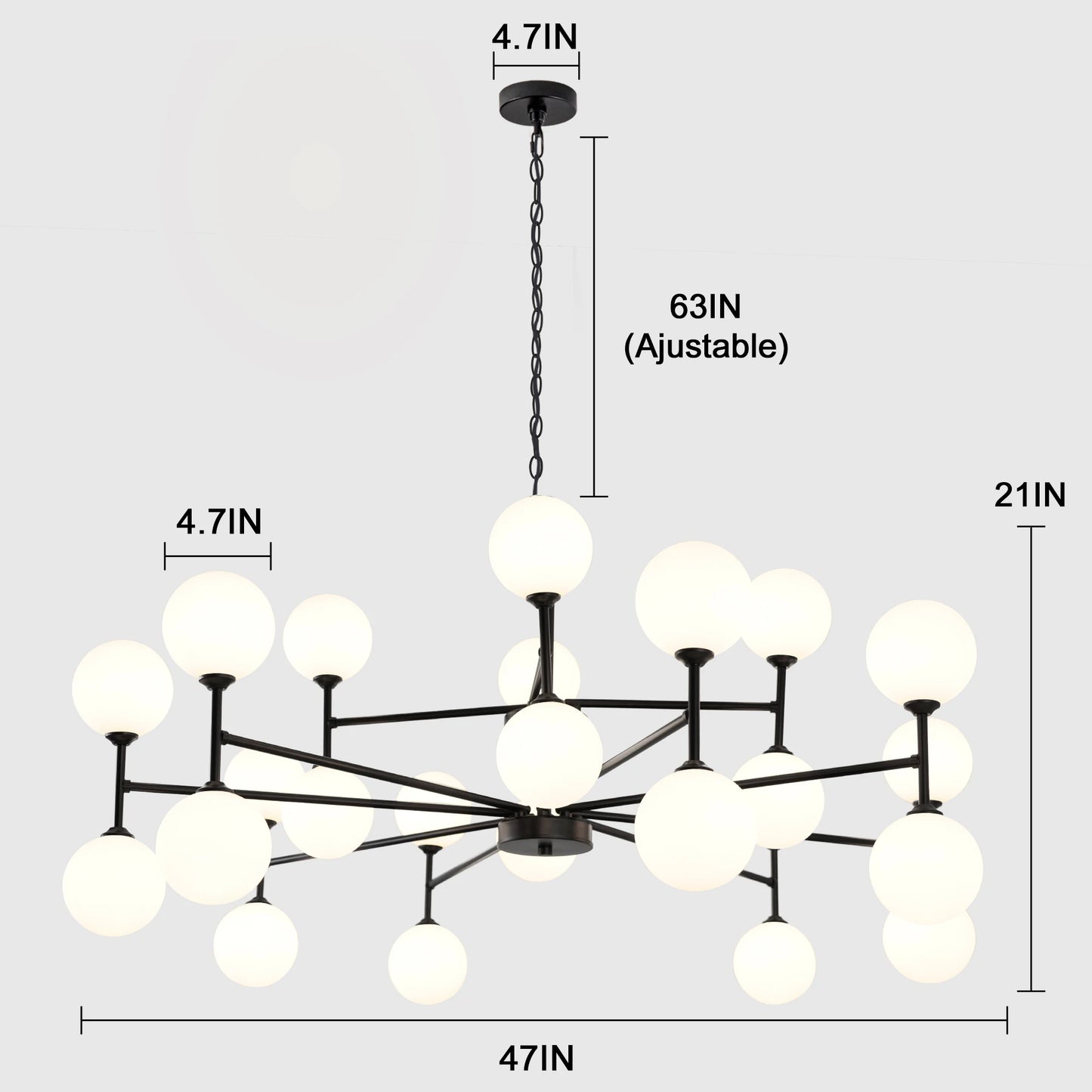 Mid-Century Modern Sputnik Chandelier with Stained Glass Design